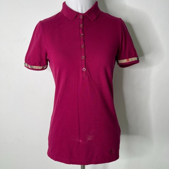 Burberry Brit Women's Pink Button Down Short Sleeve Cotton Shirt Size Small - Picture 1 of 10